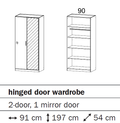 Oakwood Rauch Stuttgart Artisan Oak 2 Hinged Door Wardrobe With Mirror
