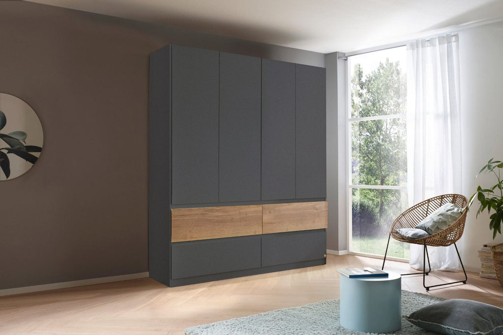 Oakwood Rauch Winnipeg Metallic Grey 4 Door 4 Drawer Wardrobe
