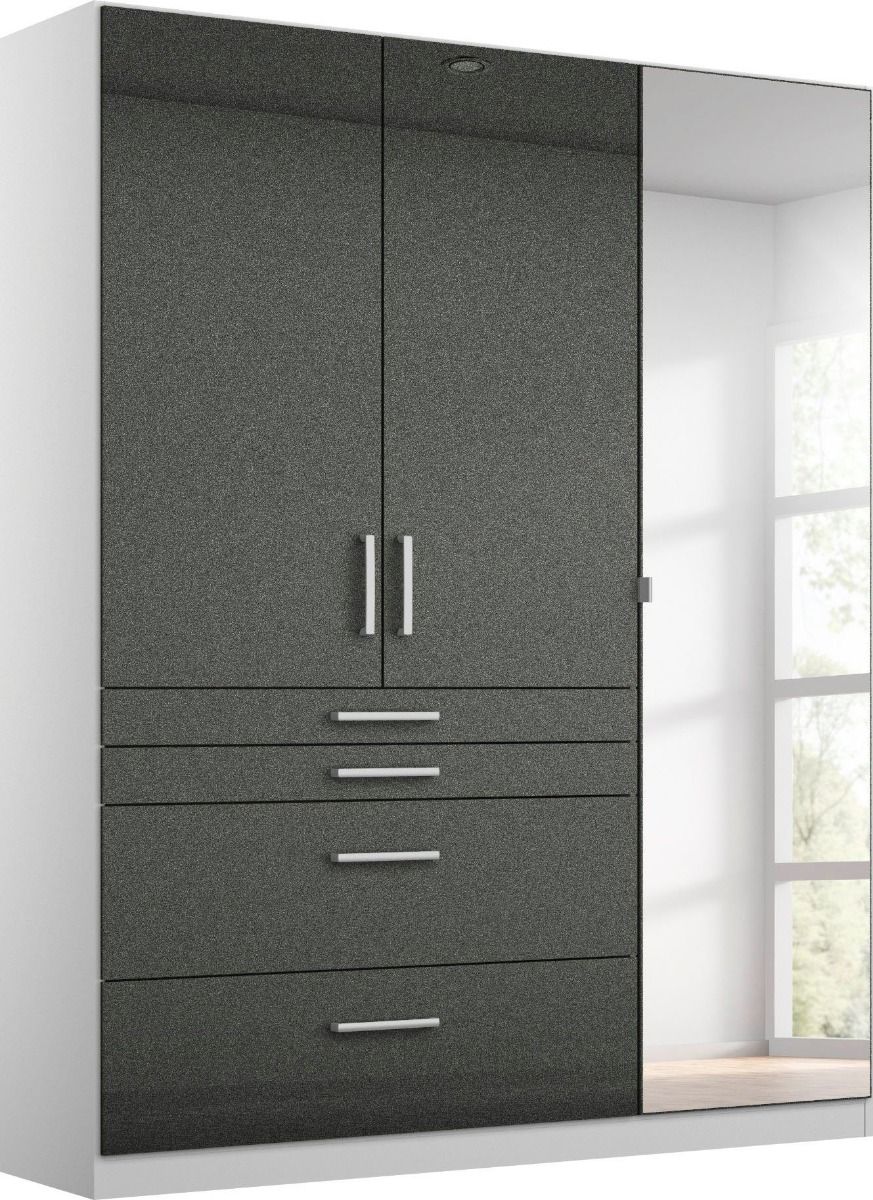 Oakwood Rauch Homburg High Gloss Grey Effect 3 Door Combi Wardrobe