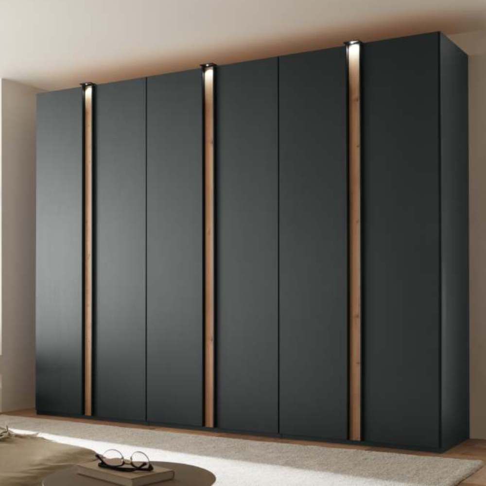 Oakwood Wiemann Lagos Graphite With Bianco Oak Front 4 Hinged Door Wardrobe