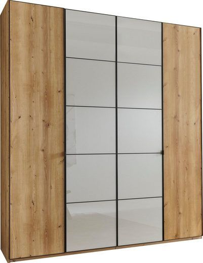 Oakwood Wiemann Quito Bianco Oak and Champagne Glass 4 Door Wardrobe - 200CM