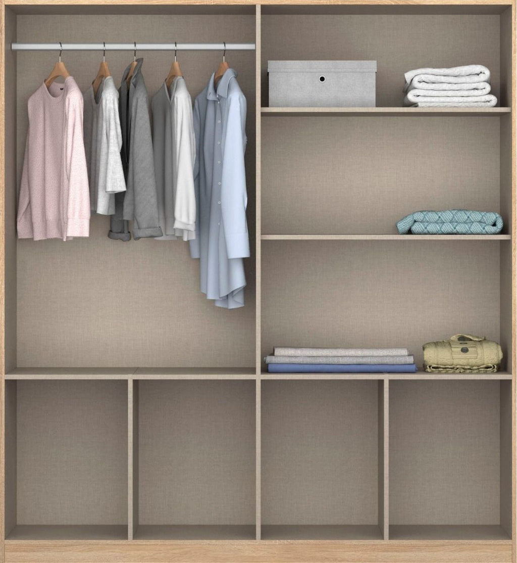 Oakwood Rauch Celle Metallic Grey and High Polish white  Front 4 Door Hinged combi Wardrobe