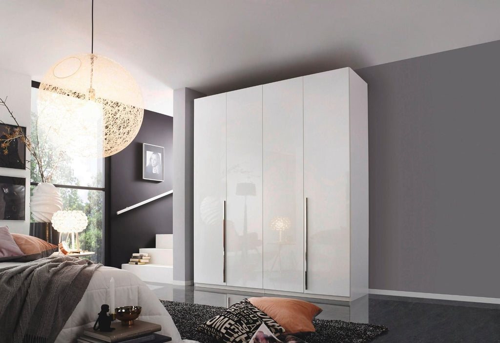 Oakwood Rauch Montclar 4 Door Hinged High Gloss White Wardrobe with Premium Interior