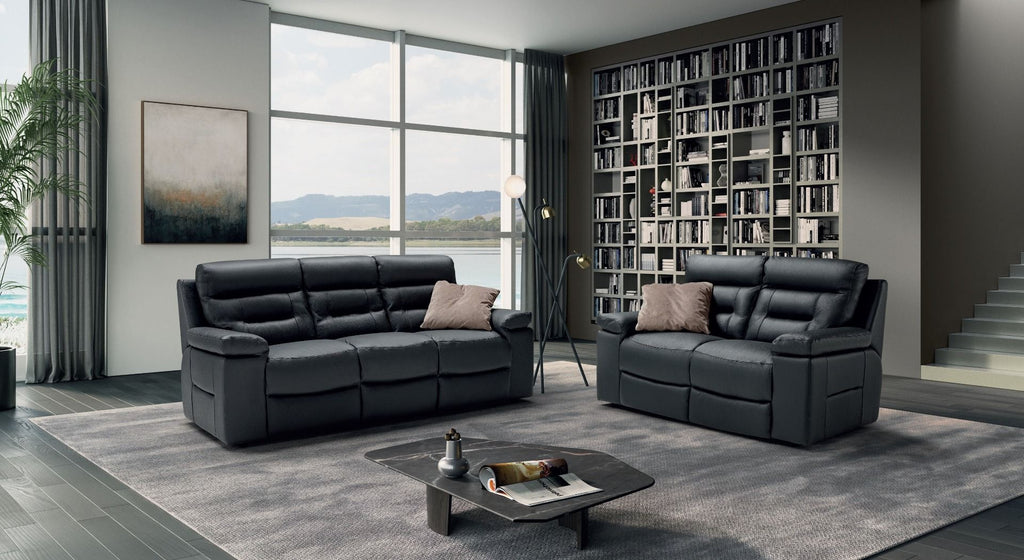 Oakwood Osbourne Italian Grey Full Natural Grain Thick Leather 2 Seater Sofa
