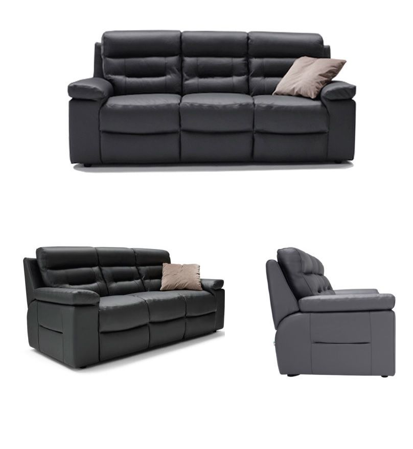 Oakwood Osbourne Italian Grey Full Natural Grain Thick Leather 2 Seater Sofa