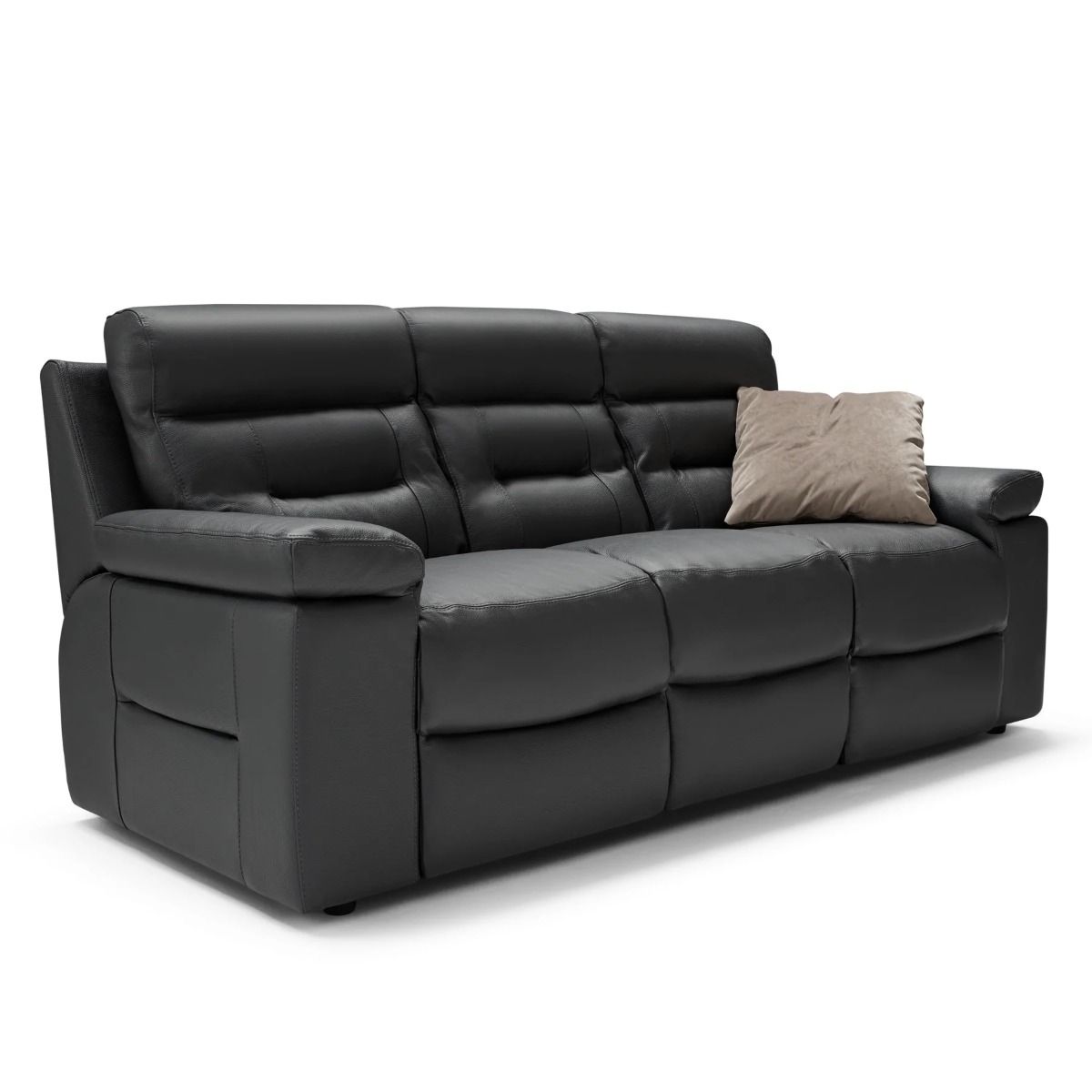 Oakwood Osbourne Italian Grey Full Natural Grain Thick Leather 3 Seater Sofa