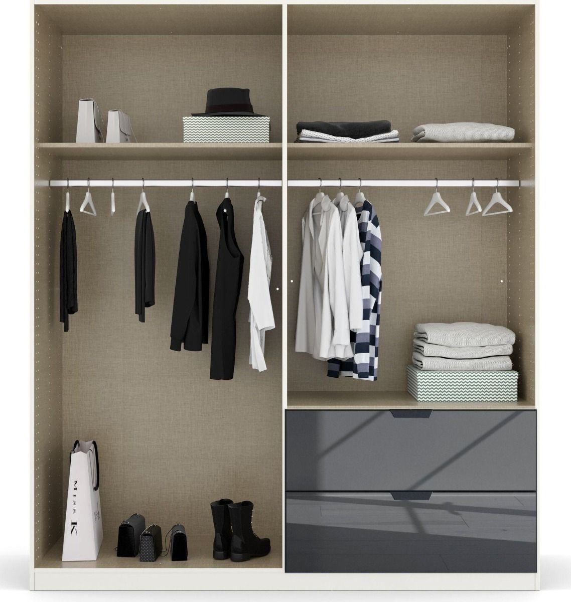 Oakwood Rauch Basalt Glass Modern Quadra Spin 4 Door Combi 181CM Wardrobe