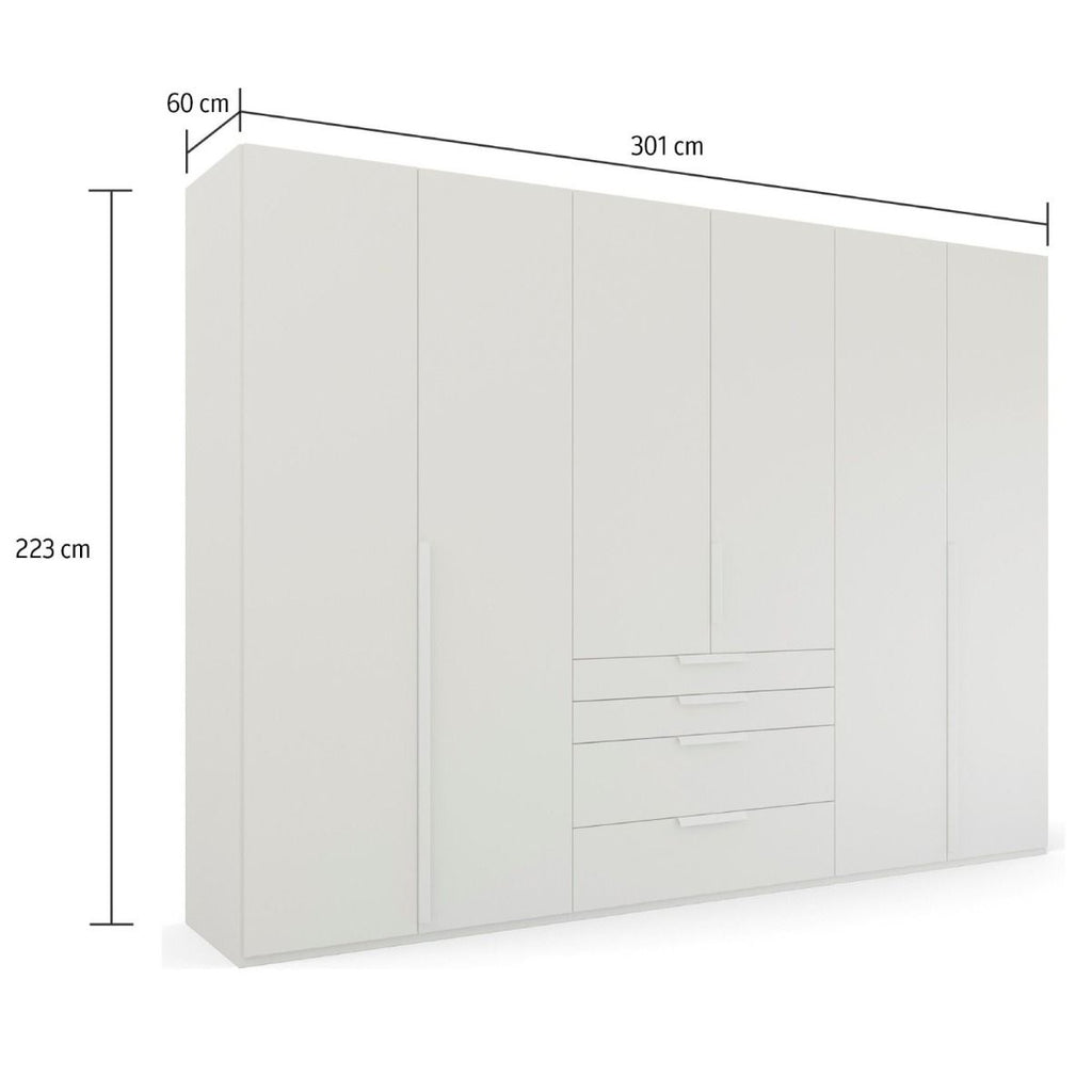 Oakwood Rauch Purisma Graphite 6 Door Hinged  Combi Wardrobe 301CM