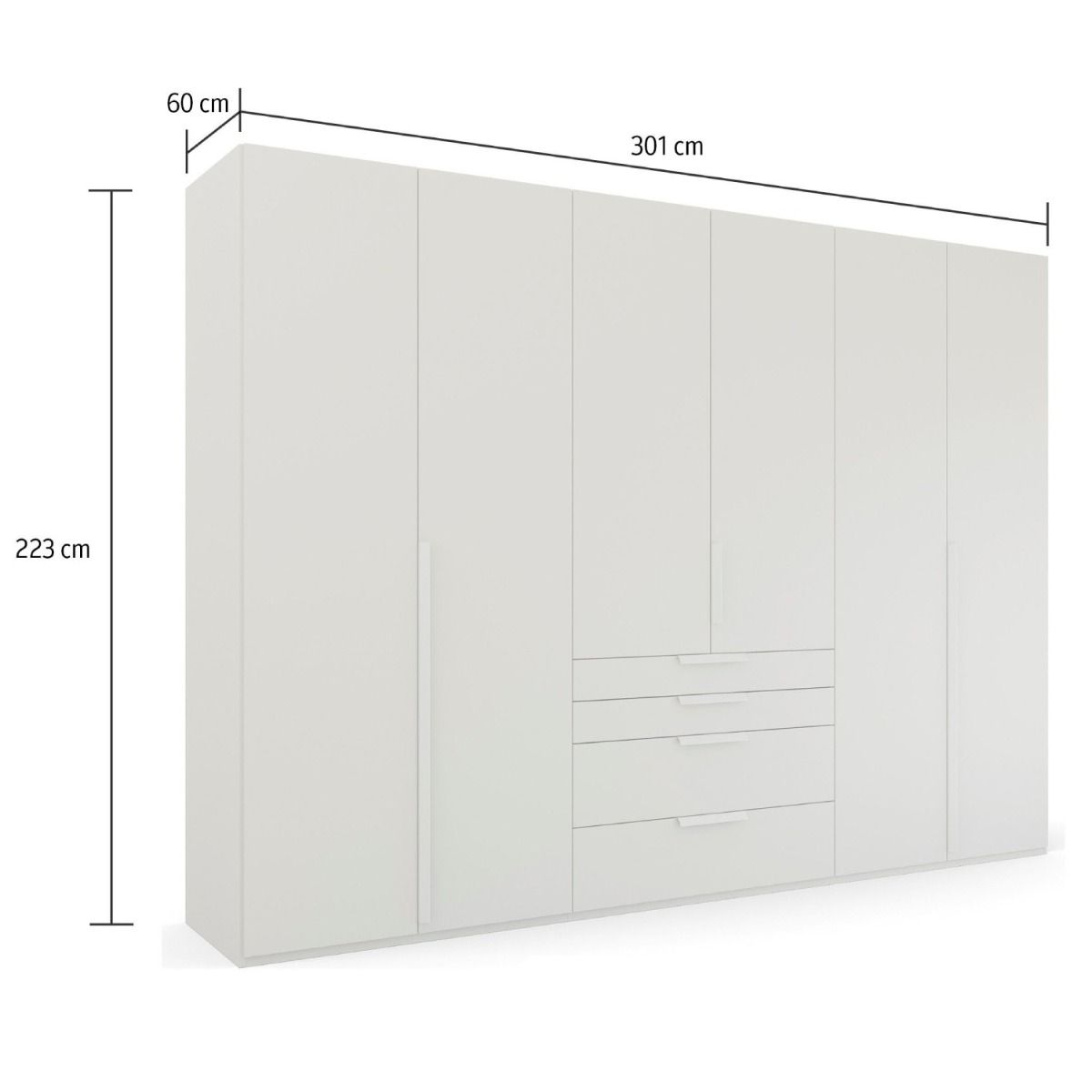 Oakwood Rauch Purisma Graphite 6 Door Hinged  Combi Wardrobe 301CM