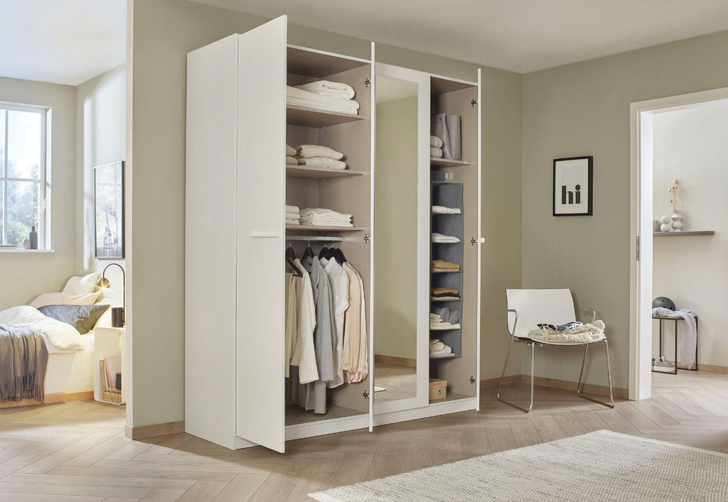 Oakwood Rauch Modi Alpine White With Mirror 4 Door Hinged Wardrobe