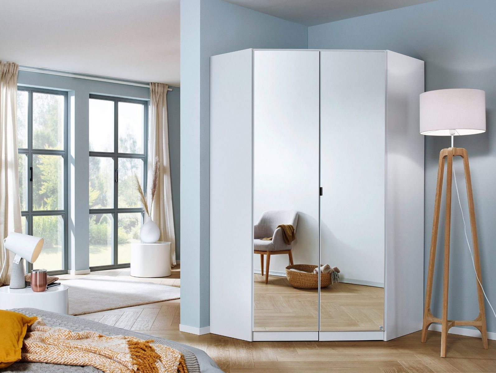 Oakwood Rauch Ontario Corner Hinged Door Wardrobe With Mirror