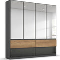 Oakwood Rauch Winnipeg Metallic Grey 4 Door 4 Drawer Wardrobe - Mirror Front
