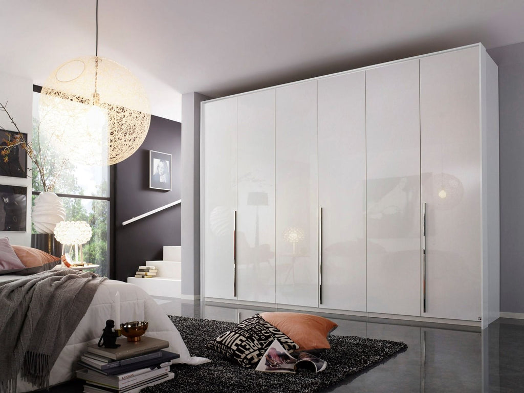 Oakwood Rauch Montclar 6 Door Hinged High Gloss White Wardrobe with Premium Interior