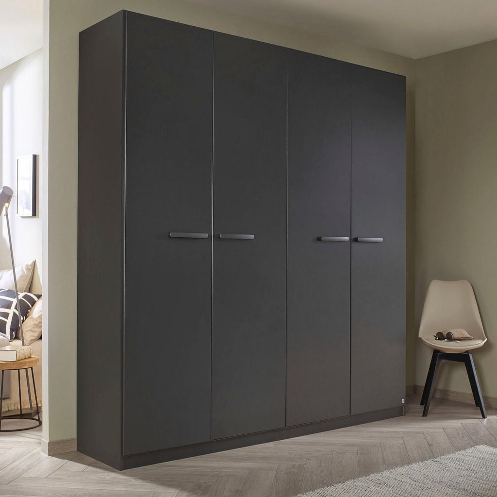 Oakwood Rauch Modi Metallic Grey 4 Door Hinged Wardrobe
