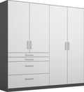 Oakwood Rauch Homburg Metallic Grey and High Gloss White 4 Door Wardrobe