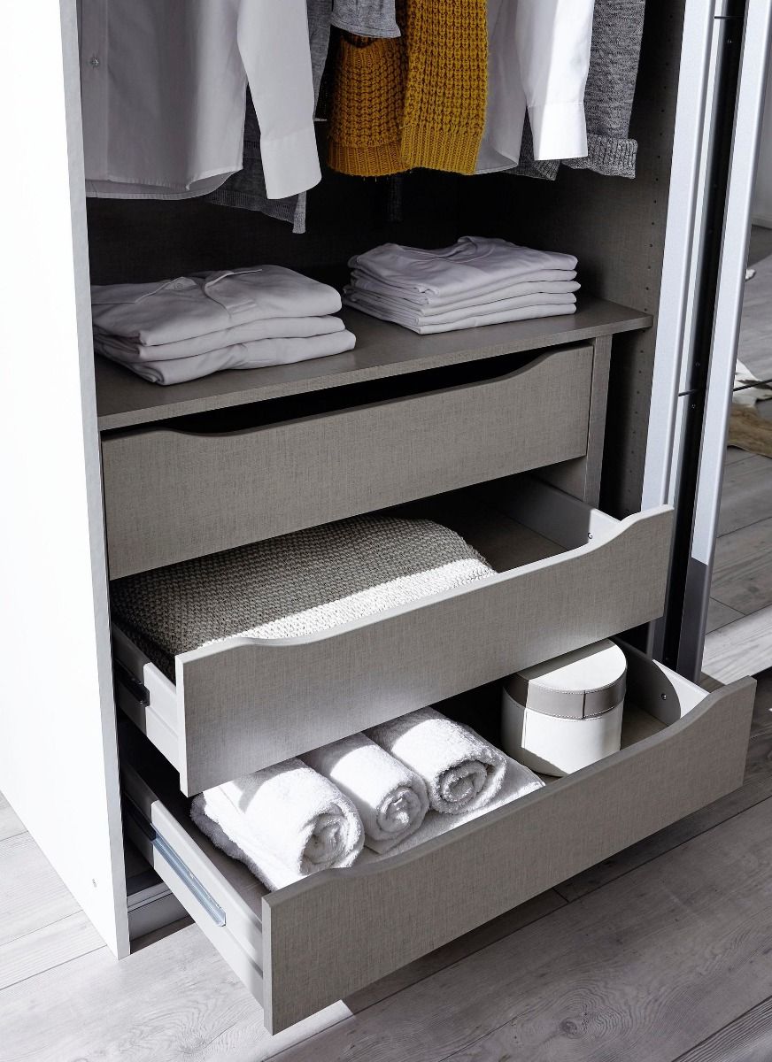 Oakwood Rauch Bellezza High Gloss White and Grey 4 Door Hinged wardrobe