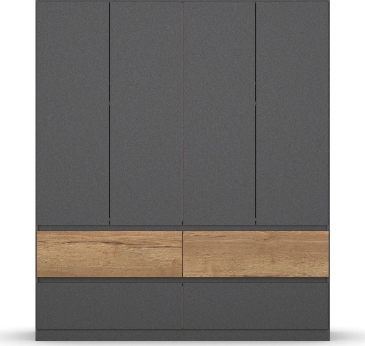 Oakwood Rauch Winnipeg Metallic Grey 4 Door 4 Drawer Wardrobe