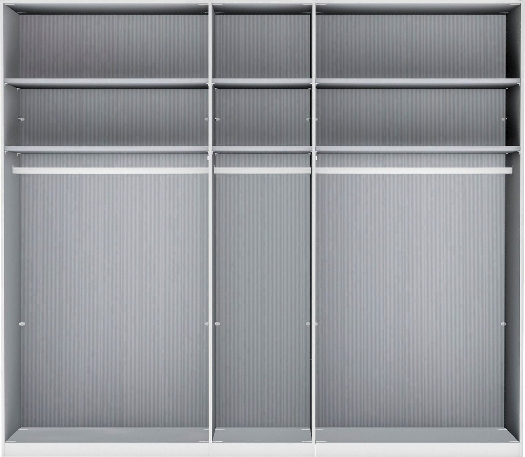 Oakwood Wiemann Quito Bianco Oak and Champagne Glass 5 Door Wardrobe - 250CM
