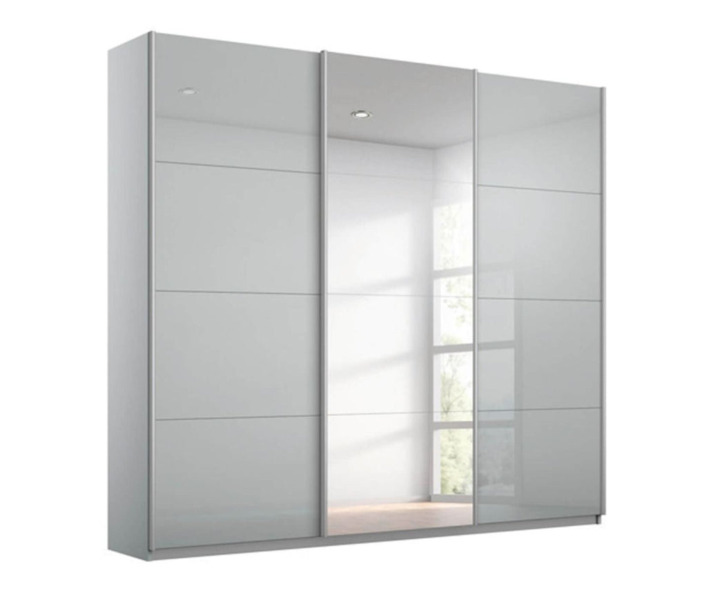 Oakwood Rauch Kulmbach Silk Grey Glass 3 Sliding Door Wardrobe