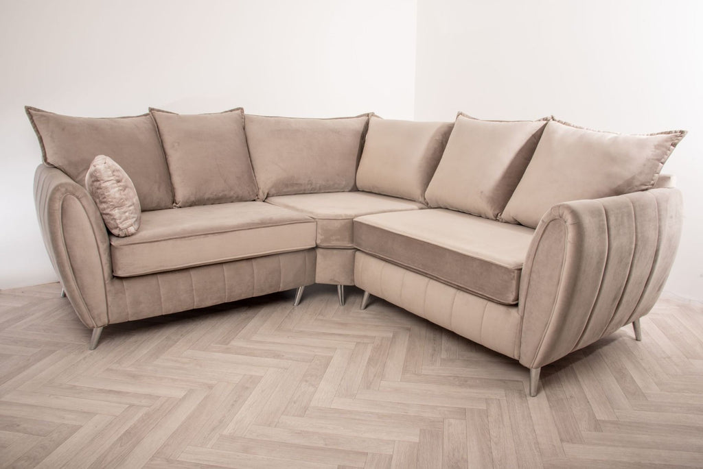 Oakwood Sophia Plush Velvet Fabric Upholstered Corner Sofa