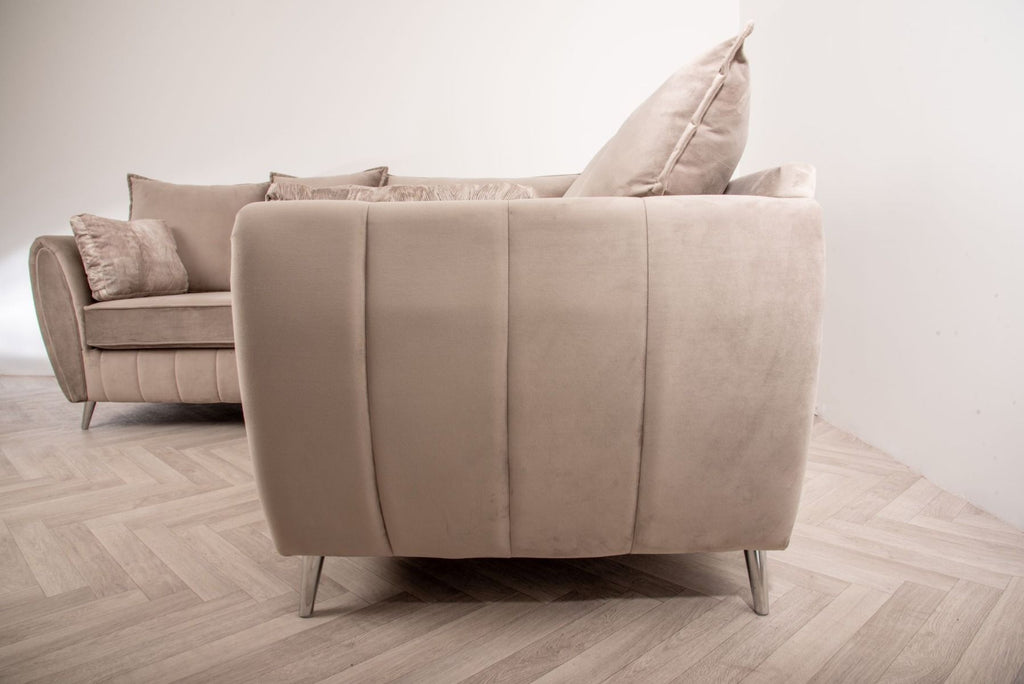 Oakwood Sophia Plush Velvet Fabric Upholstered Corner Sofa