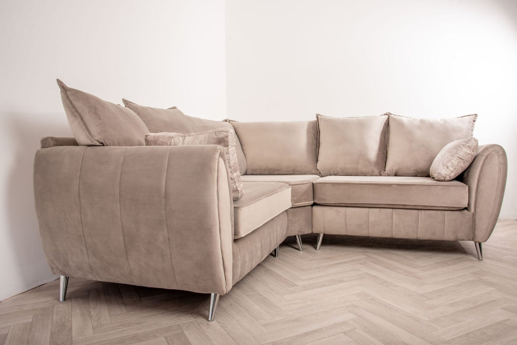 Oakwood Sophia Plush Velvet Fabric Upholstered Corner Sofa