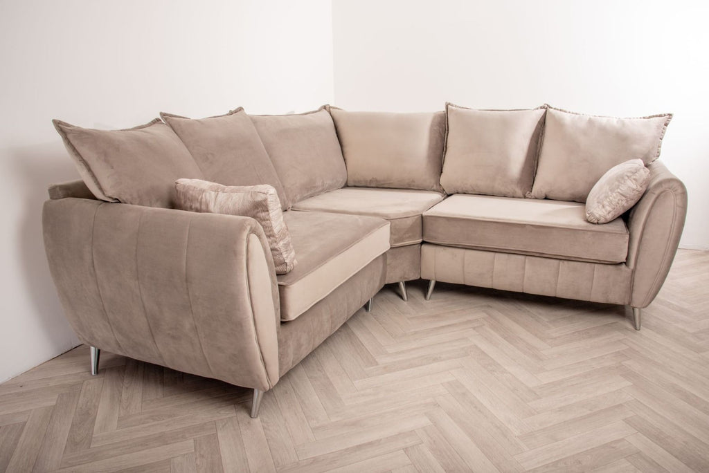 Oakwood Sophia Plush Velvet Fabric Upholstered Corner Sofa
