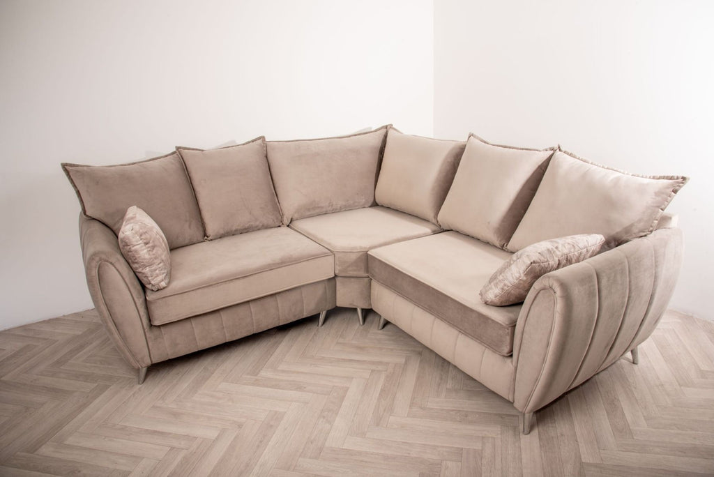 Oakwood Sophia Plush Velvet Fabric Upholstered Corner Sofa