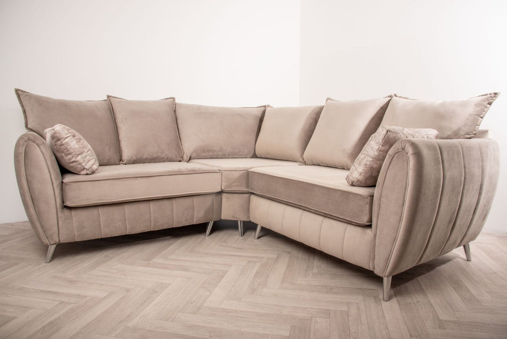 Oakwood Sophia Plush Velvet Fabric Upholstered Corner Sofa
