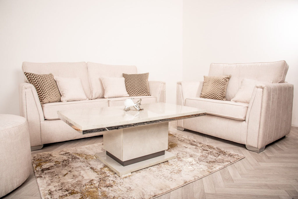 Oakwood Mazzini 2 Seater Cristina Marrone Destino Fabric Upholstered Sofa
