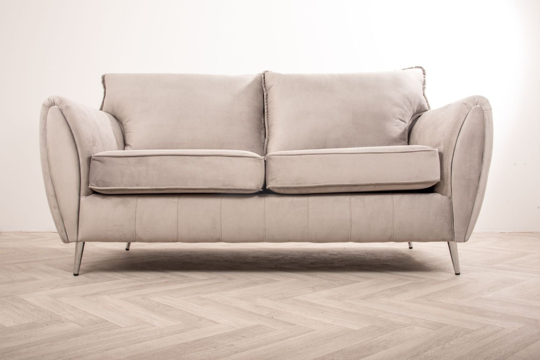 Oakwood Sophia Plush Velvet Fabric 3 Seater Upholstered Sofa