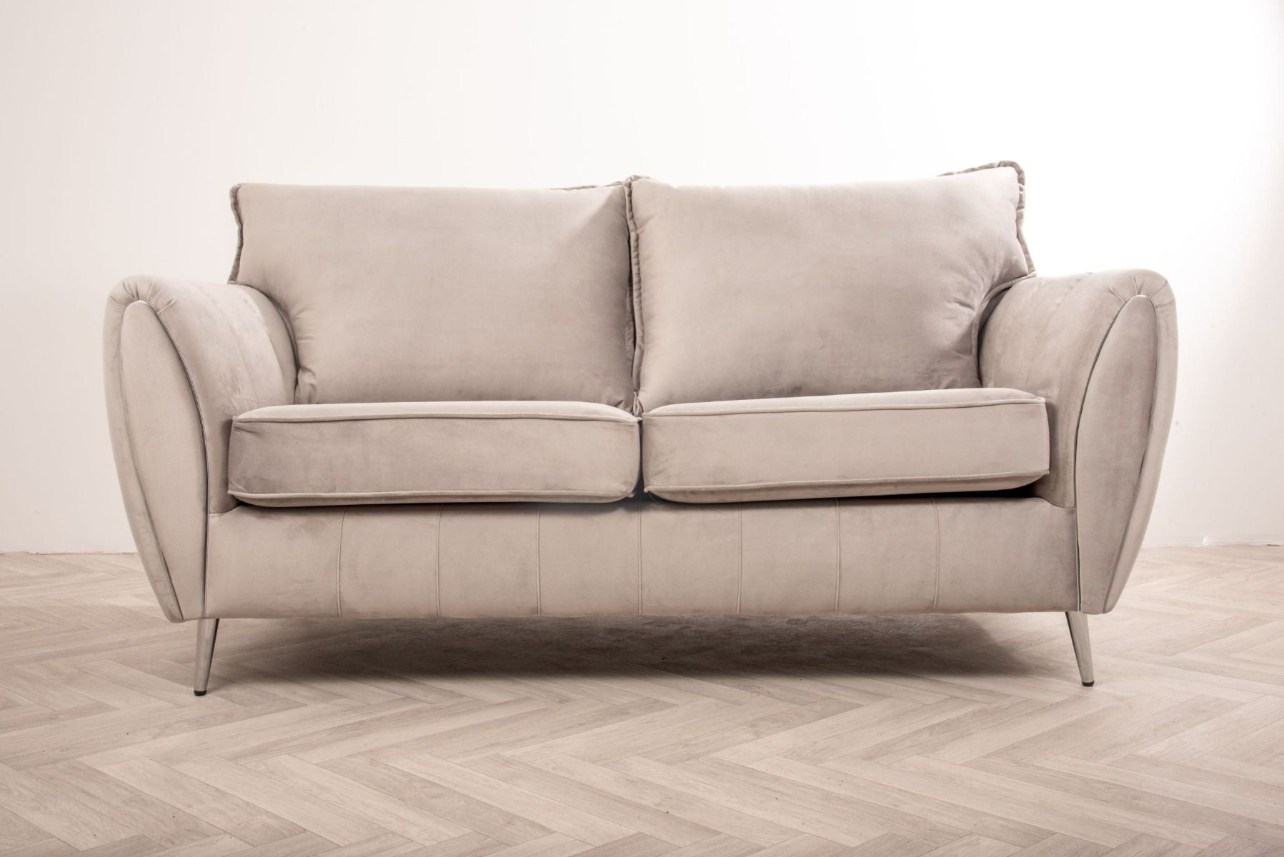 Oakwood Sophia Plush Velvet Fabric 3 Seater Upholstered Sofa