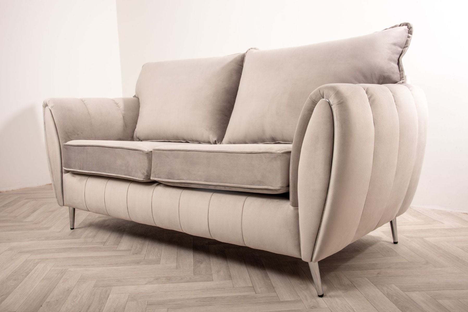Oakwood Sophia Plush Velvet Fabric 3 Seater Upholstered Sofa