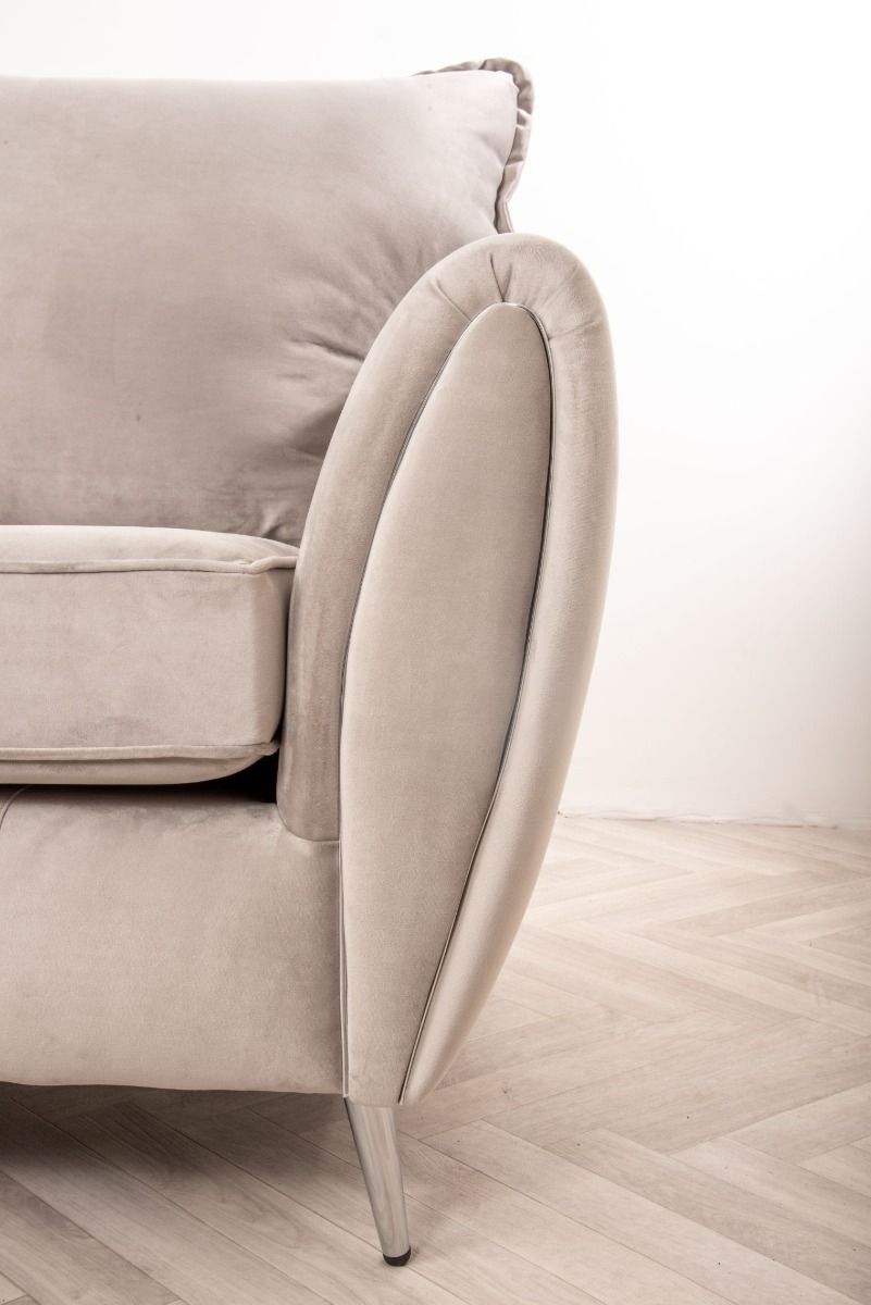 Oakwood Sophia Plush Velvet Fabric 3 Seater Upholstered Sofa