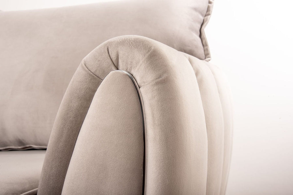 Oakwood Sophia Plush Velvet Fabric 3 Seater Upholstered Sofa