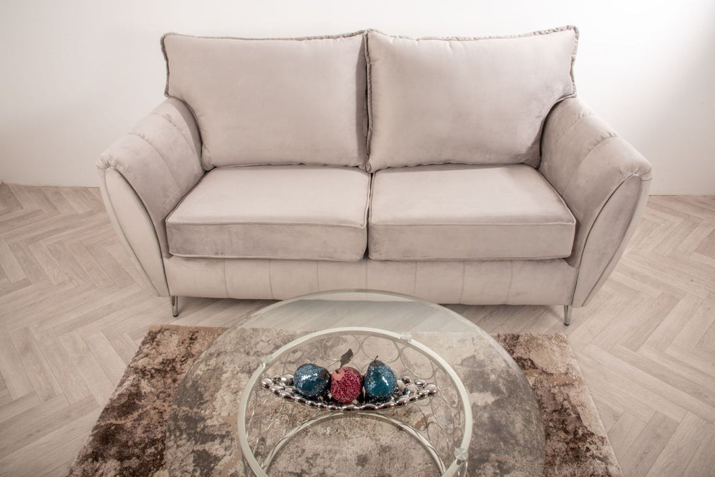 Oakwood Sophia Plush Velvet Fabric 3 Seater Upholstered Sofa
