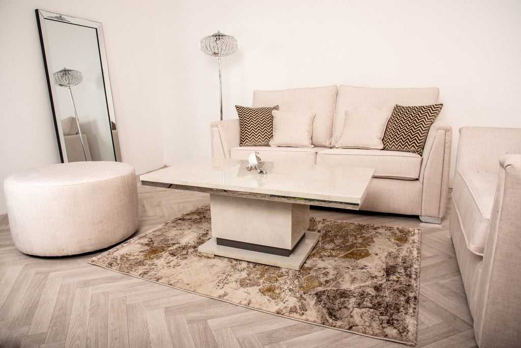 Oakwood Mazzini 3 Seater Cristina Marrone Destino Fabric Upholstered Sofa