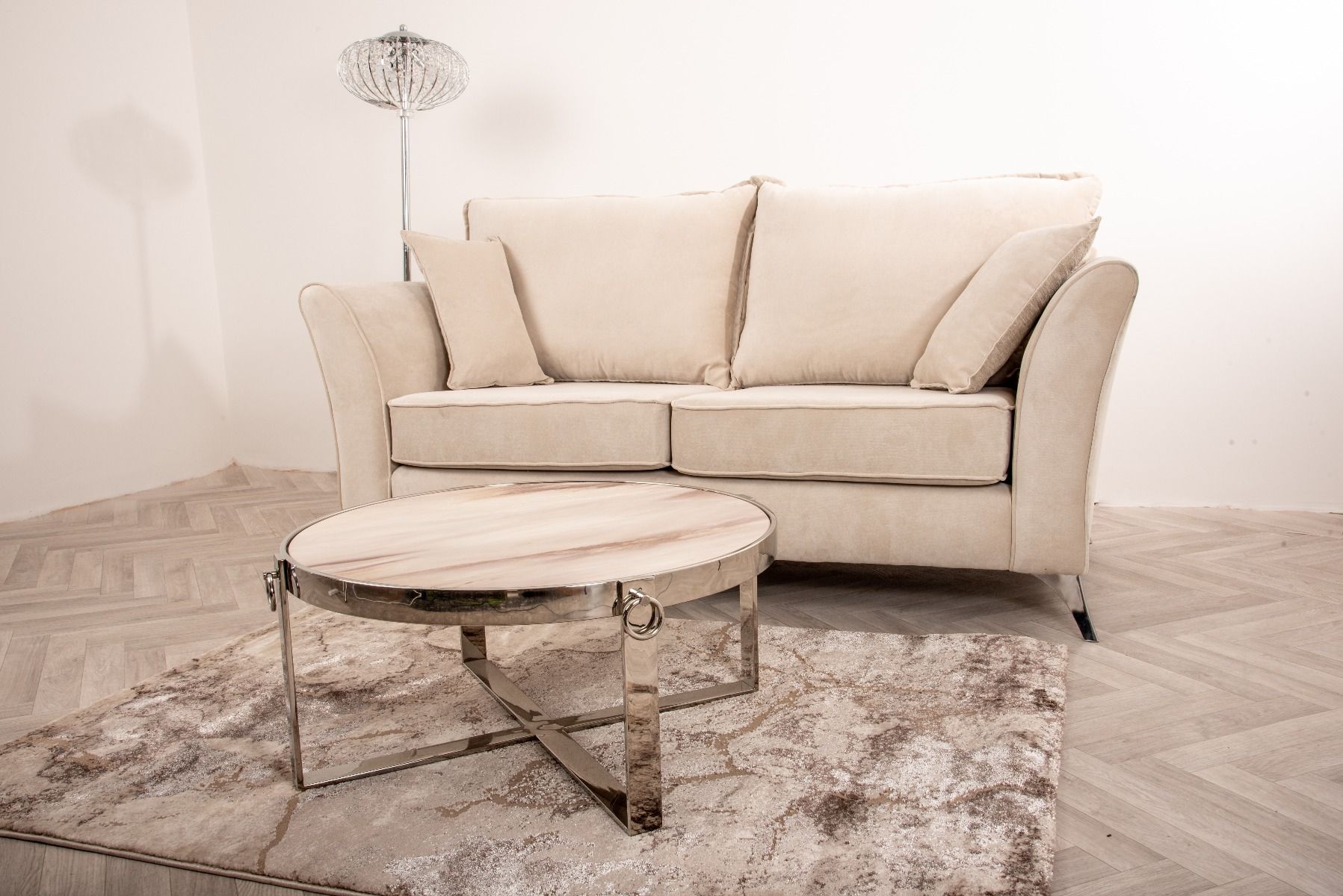 Oakwood Amora Comet Fabric 2 Seater Upholstered Sofa