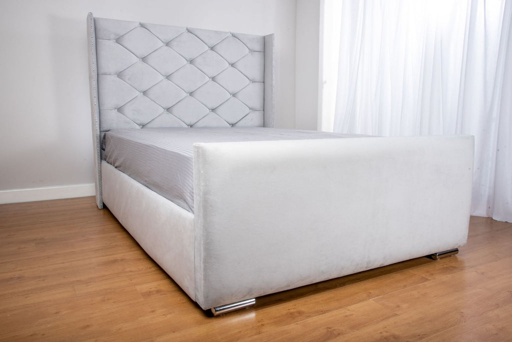 Oakwood Milan Plush Velvet Fabric Upholstered Bed Frame