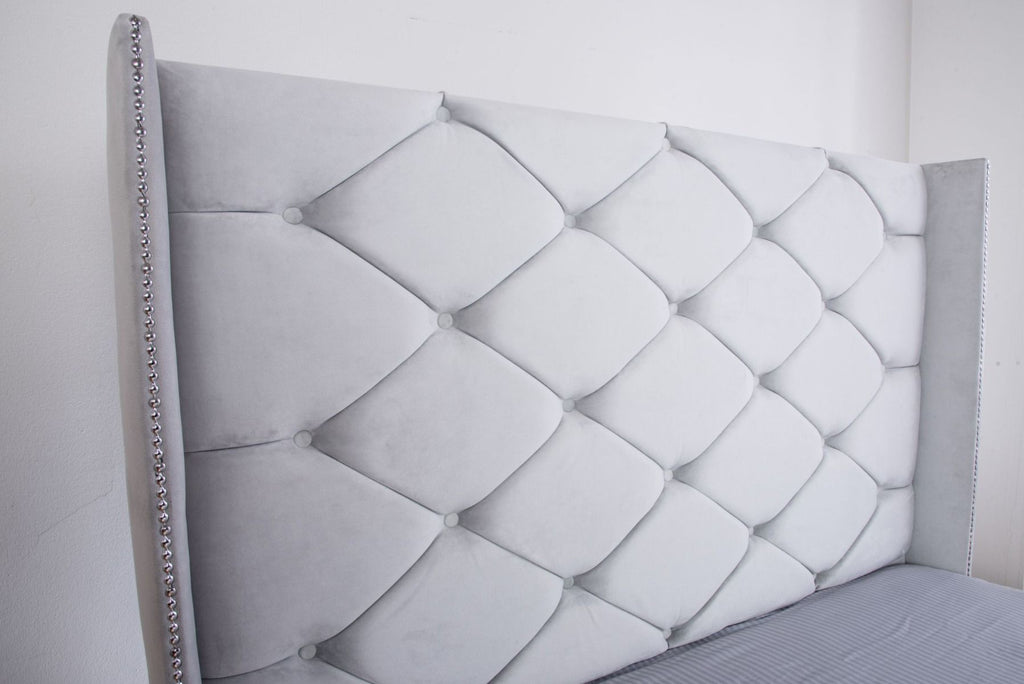 Oakwood Milan Plush Velvet Fabric Upholstered Bed Frame