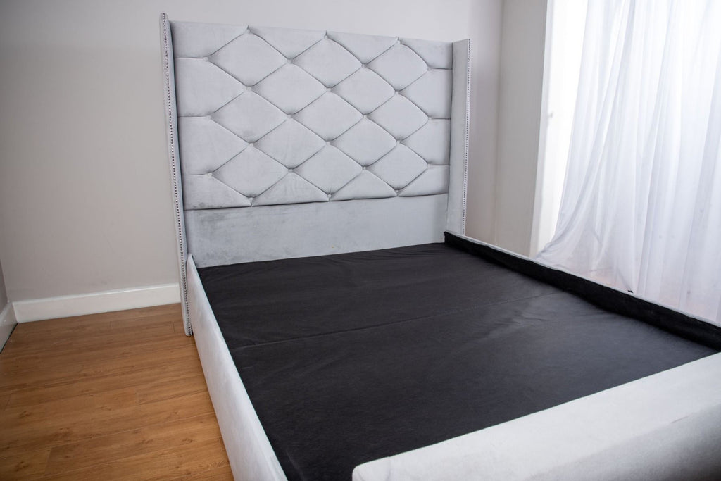 Oakwood Milan Plush Velvet Fabric Upholstered Bed Frame