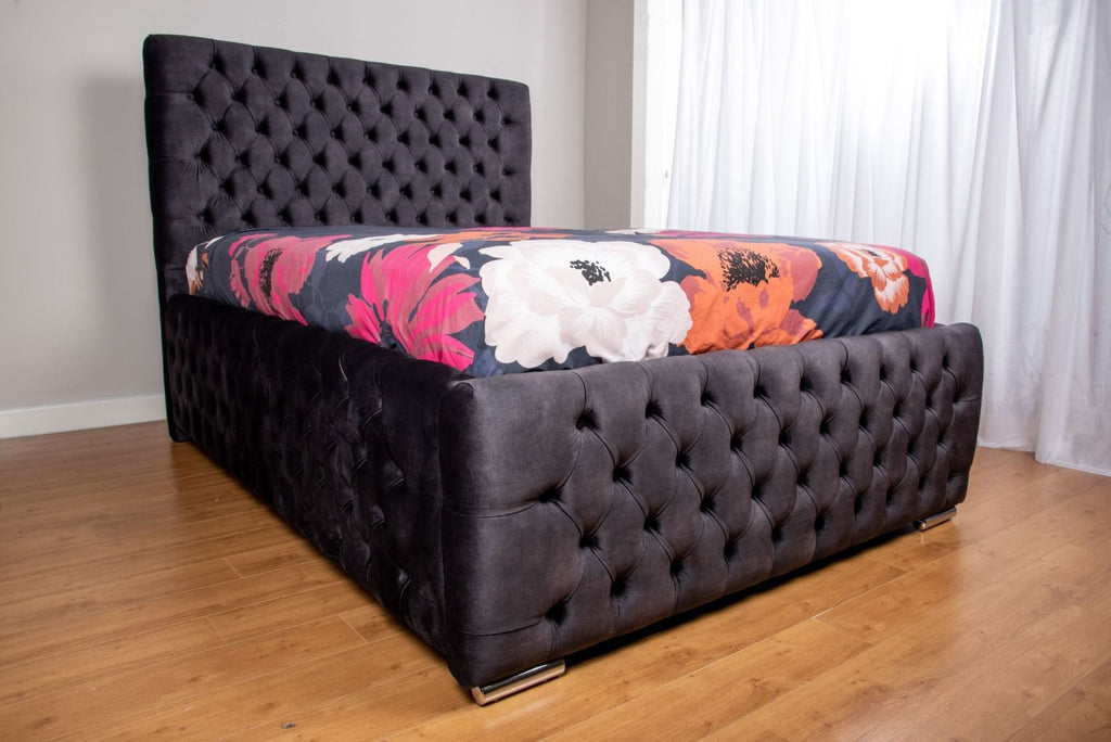 Oakwood Horizon Deep Storage Velvet Fabric Upholstered Bed Frame