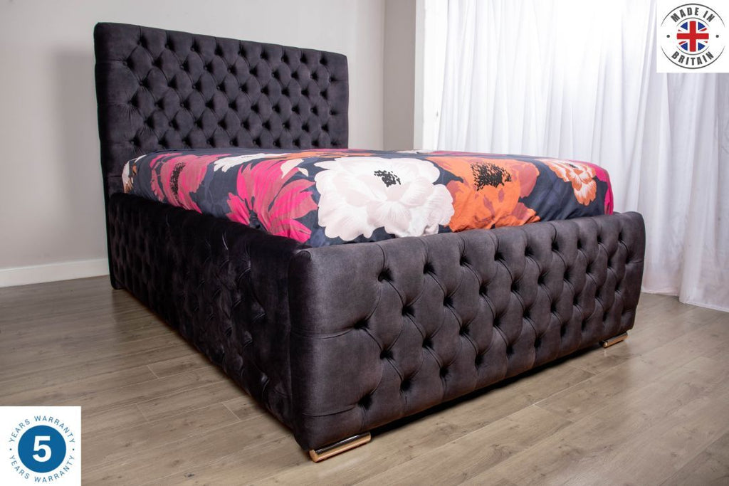Oakwood Horizon Deep Storage Velvet Fabric Upholstered Bed Frame