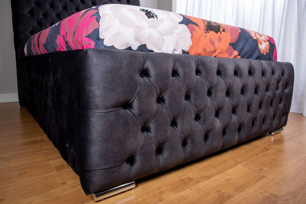 Oakwood Horizon Deep Storage Velvet Fabric Upholstered Bed Frame