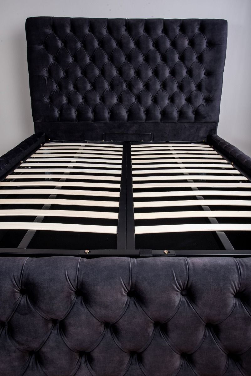 Oakwood Horizon Deep Storage Velvet Fabric Upholstered Bed Frame