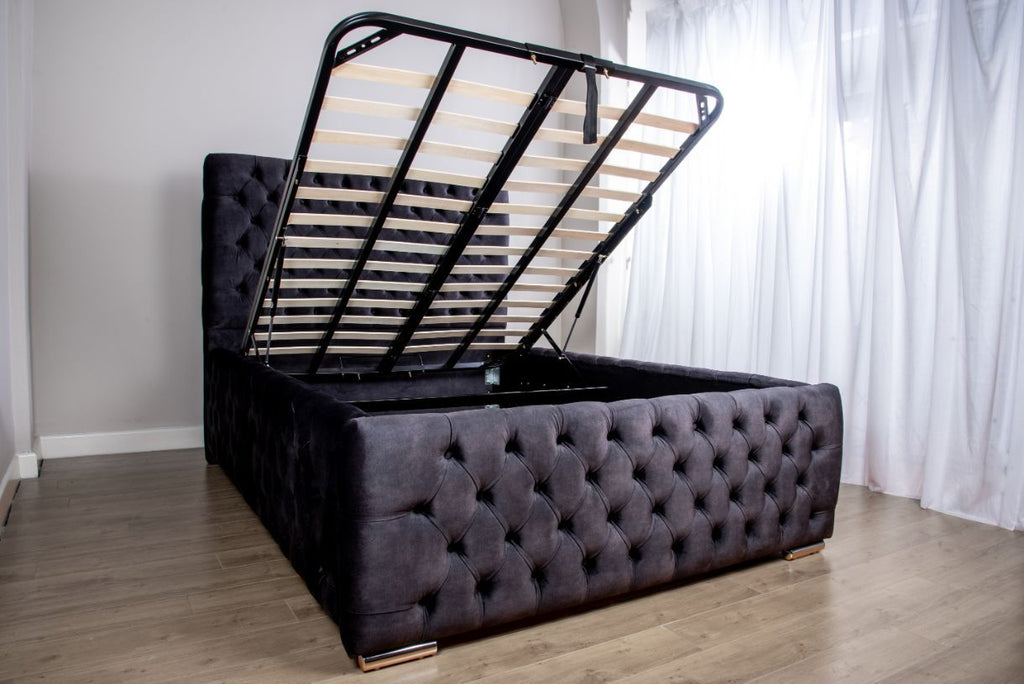 Oakwood Horizon Deep Storage Velvet Fabric Upholstered Bed Frame