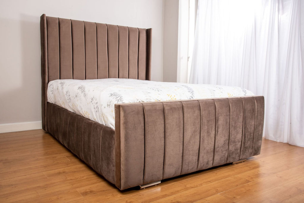 Oakwood Emma Panel Plush Velvet Upholstered Bed Frame