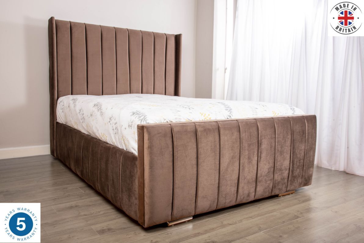 Oakwood Emma Panel Plush Velvet Upholstered Bed Frame