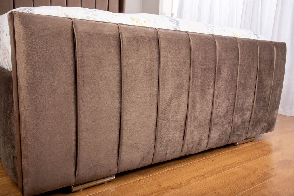 Oakwood Emma Panel Plush Velvet Upholstered Bed Frame