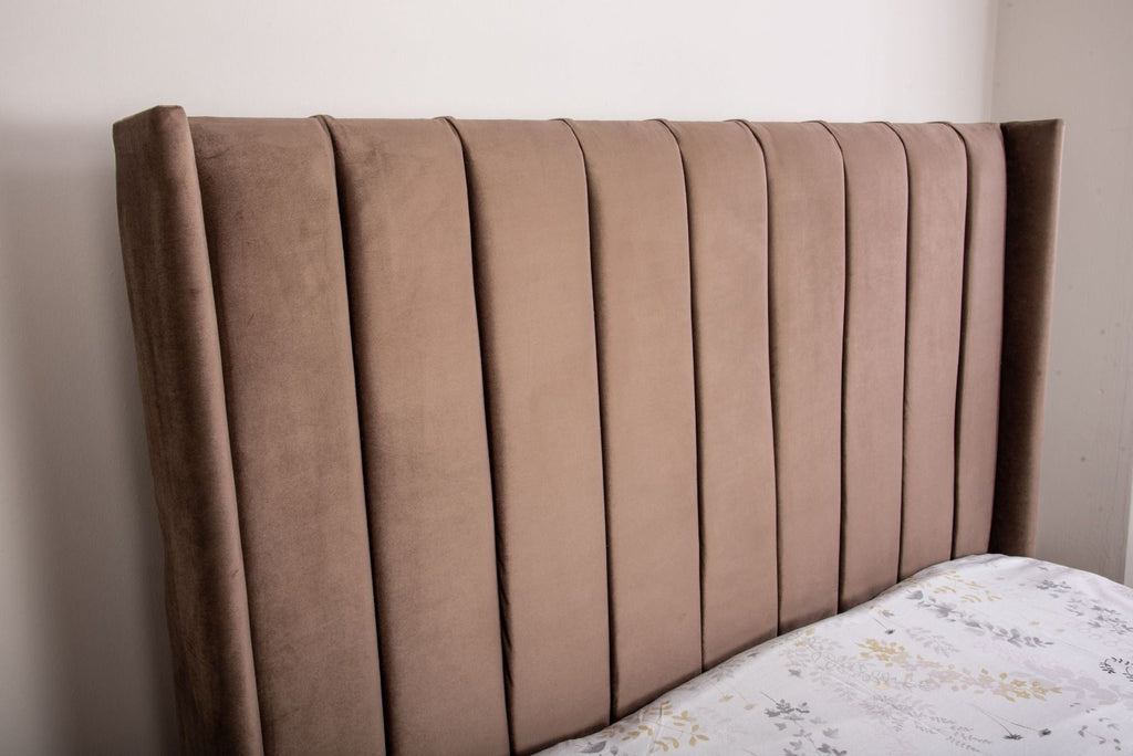 Oakwood Emma Panel Plush Velvet Upholstered Bed Frame